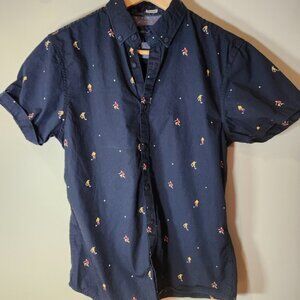 Navy soccer button up tee shirt steel and jelly 100% cotton